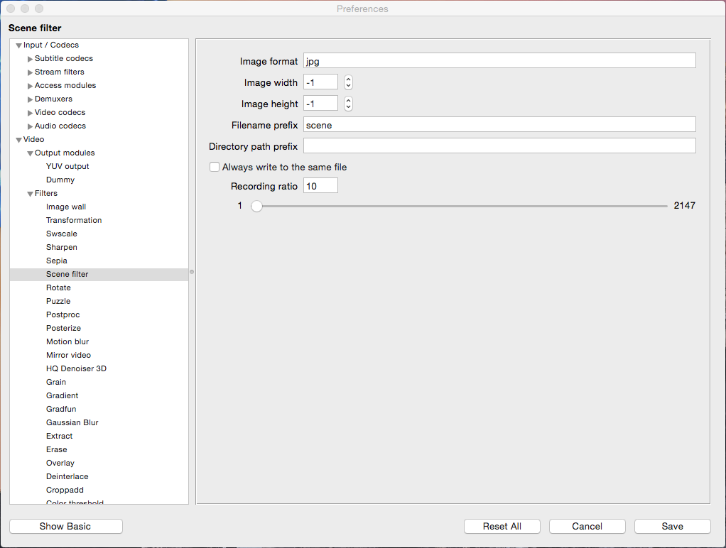 vlc scene video filter